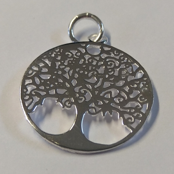 SIAH 0006 - Anhänger aus Sterlingsilber - Ovales Ornament "Lebensbaum" - mittel